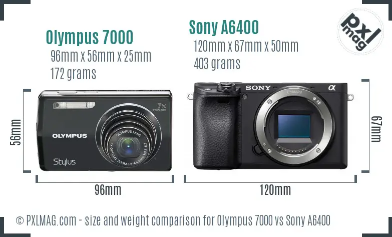 Olympus 7000 vs Sony A6400 size comparison