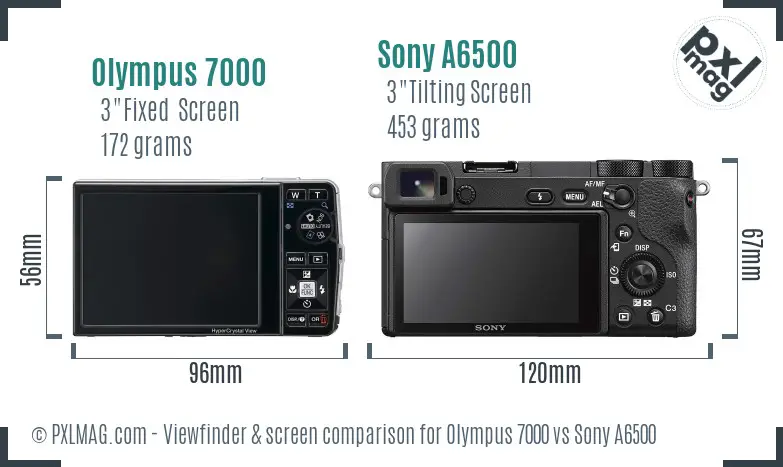 Olympus 7000 vs Sony A6500 Screen and Viewfinder comparison