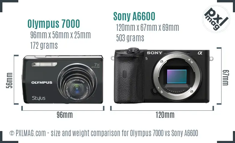 Olympus 7000 vs Sony A6600 size comparison