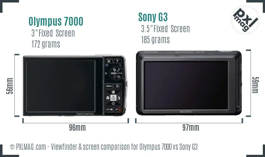 Olympus 7000 vs Sony G3 Screen and Viewfinder comparison
