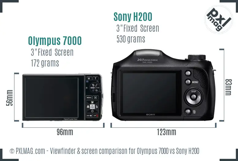 Olympus 7000 vs Sony H200 Screen and Viewfinder comparison