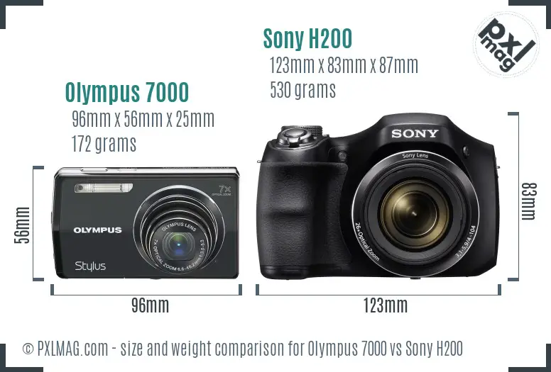 Olympus 7000 vs Sony H200 size comparison