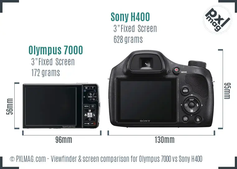 Olympus 7000 vs Sony H400 Screen and Viewfinder comparison