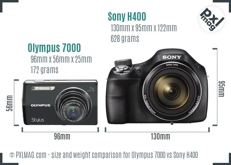 Olympus 7000 vs Sony H400 size comparison