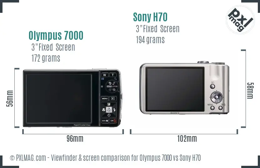 Olympus 7000 vs Sony H70 Screen and Viewfinder comparison
