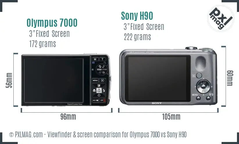Olympus 7000 vs Sony H90 Screen and Viewfinder comparison