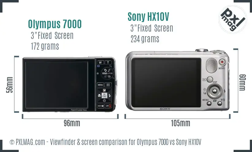 Olympus 7000 vs Sony HX10V Screen and Viewfinder comparison