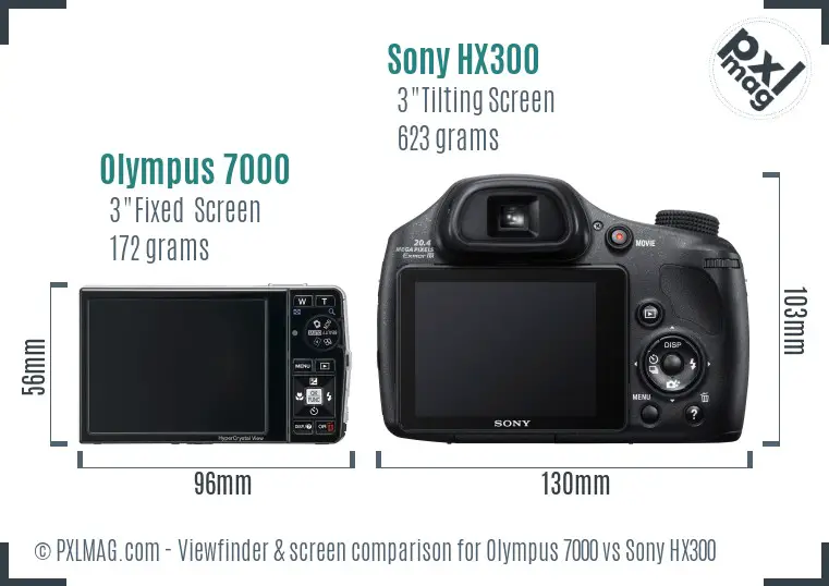 Olympus 7000 vs Sony HX300 Screen and Viewfinder comparison