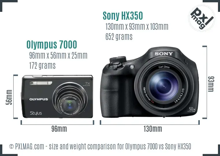 Olympus 7000 vs Sony HX350 size comparison