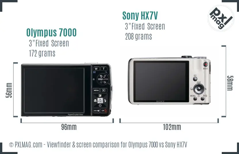 Olympus 7000 vs Sony HX7V Screen and Viewfinder comparison