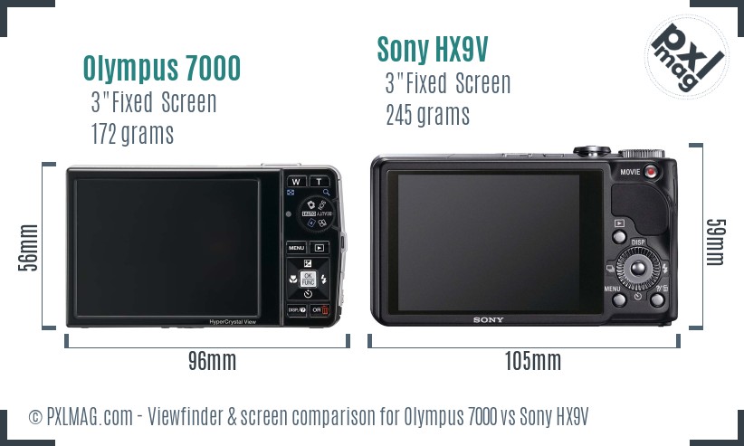 Olympus 7000 vs Sony HX9V Screen and Viewfinder comparison