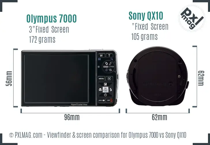 Olympus 7000 vs Sony QX10 Screen and Viewfinder comparison Olympus 7000 vs Sony QX10 Screen and Viewfinder comparison