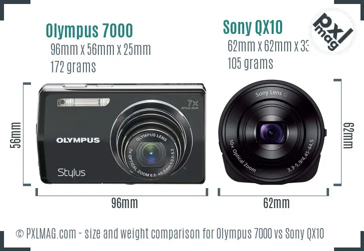 Olympus 7000 vs Sony QX10 size comparison Olympus 7000 vs Sony QX10 size comparison