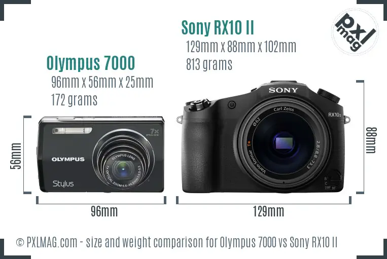 Olympus 7000 vs Sony RX10 II size comparison