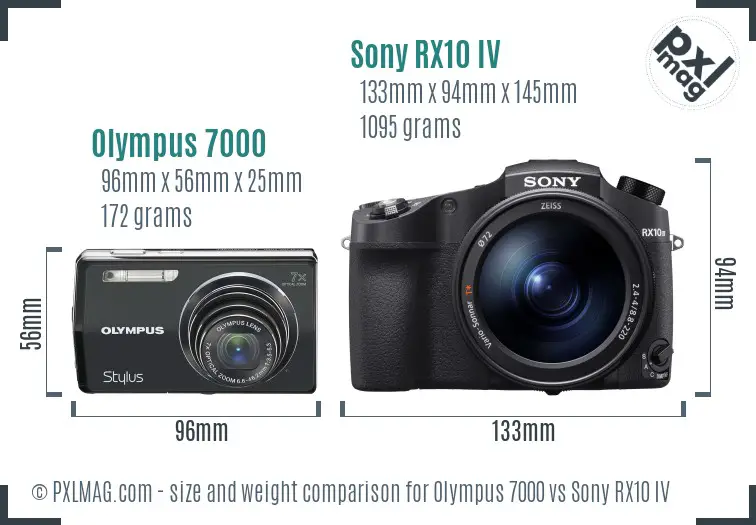 Olympus 7000 vs Sony RX10 IV size comparison