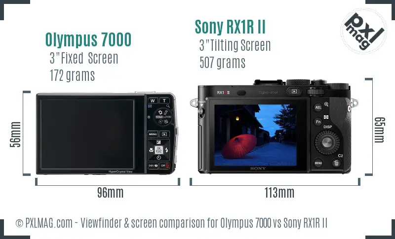Olympus 7000 vs Sony RX1R II Screen and Viewfinder comparison