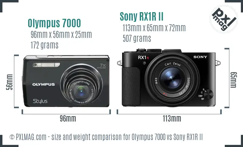 Olympus 7000 vs Sony RX1R II size comparison