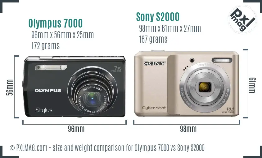 Olympus 7000 vs Sony S2000 size comparison Olympus 7000 vs Sony S2000 size comparison