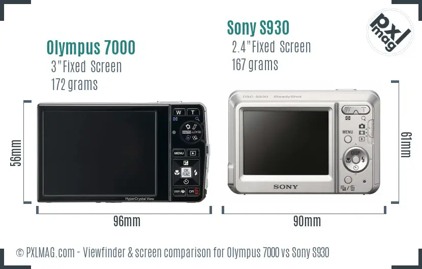 Olympus 7000 vs Sony S930 Screen and Viewfinder comparison