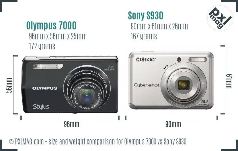 Olympus 7000 vs Sony S930 size comparison