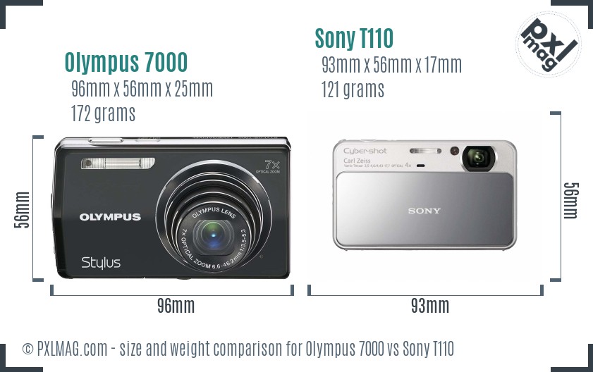 Olympus 7000 vs Sony T110 size comparison Olympus 7000 vs Sony T110 size comparison