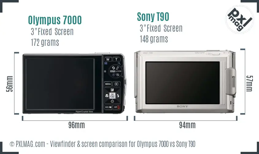 Olympus 7000 vs Sony T90 Screen and Viewfinder comparison