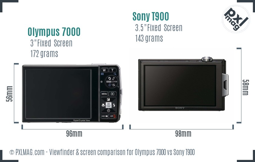 Olympus 7000 vs Sony T900 Screen and Viewfinder comparison
