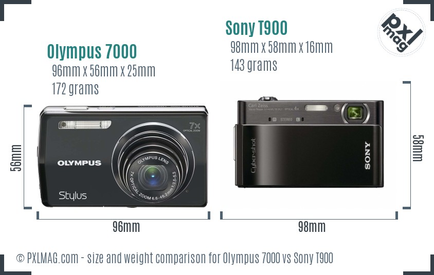 Olympus 7000 vs Sony T900 size comparison Olympus 7000 vs Sony T900 size comparison