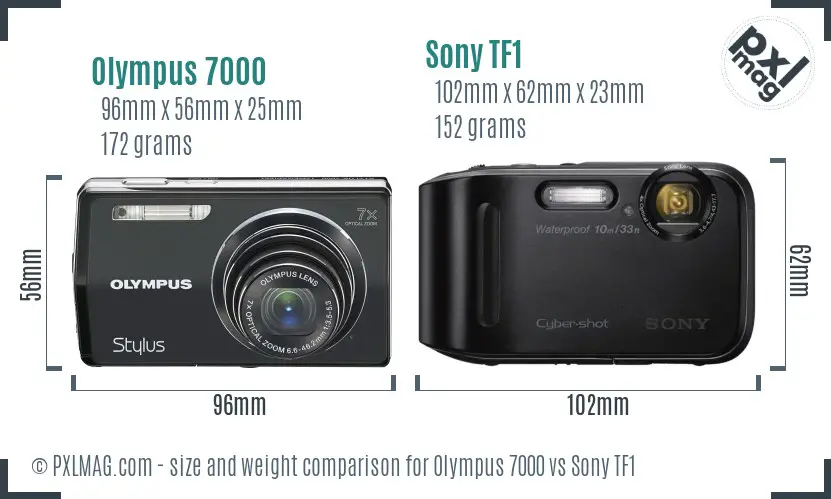 Olympus 7000 vs Sony TF1 size comparison