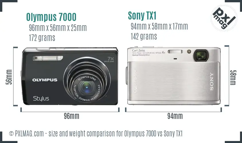 Olympus 7000 vs Sony TX1 size comparison
