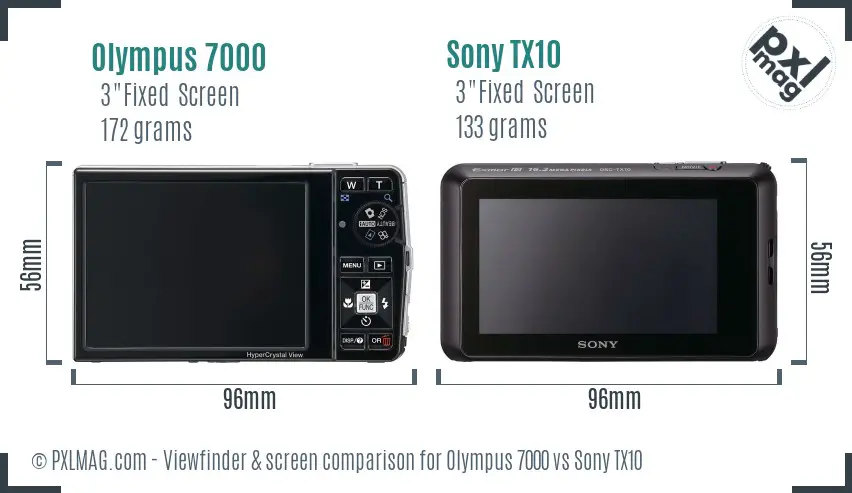 Olympus 7000 vs Sony TX10 Screen and Viewfinder comparison