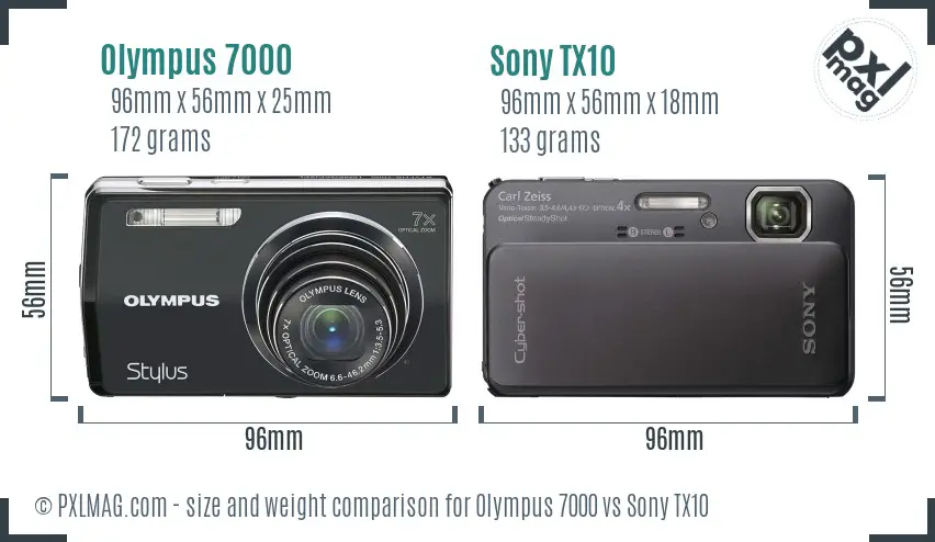 Olympus 7000 vs Sony TX10 size comparison