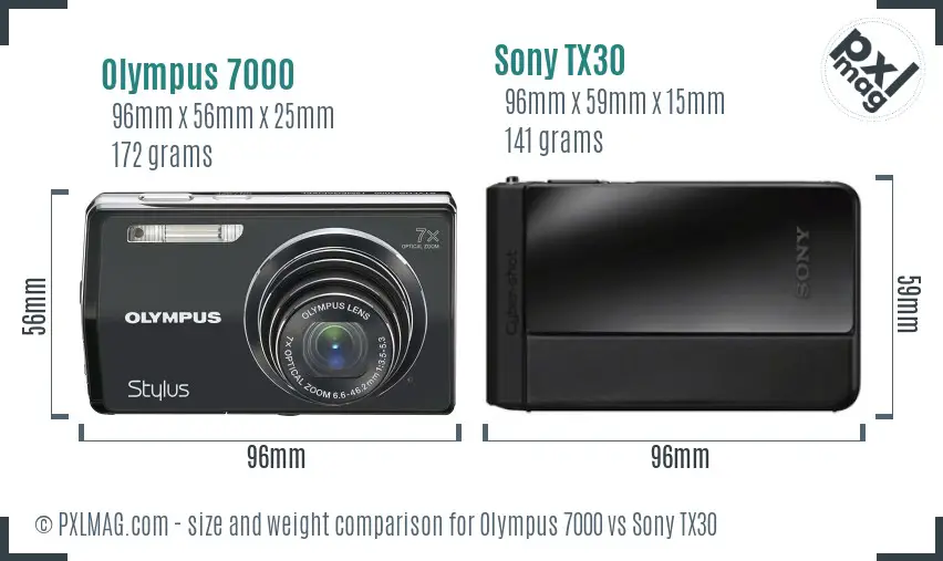 Olympus 7000 vs Sony TX30 size comparison Olympus 7000 vs Sony TX30 size comparison
