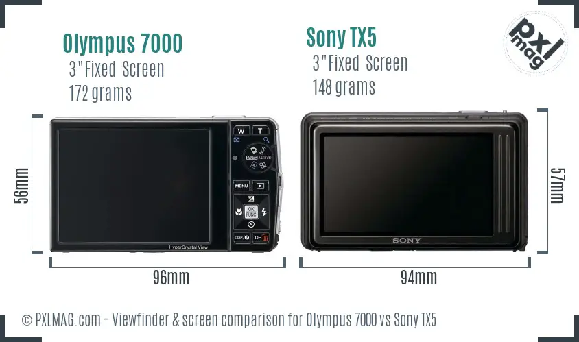 Olympus 7000 vs Sony TX5 Screen and Viewfinder comparison