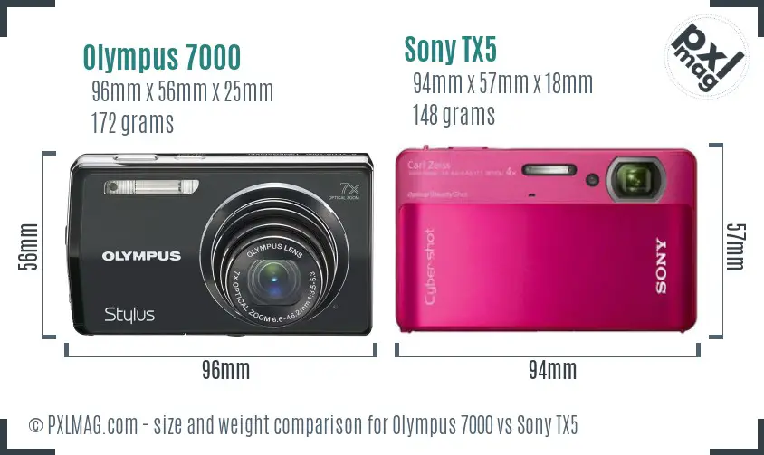 Olympus 7000 vs Sony TX5 size comparison Olympus 7000 vs Sony TX5 size comparison