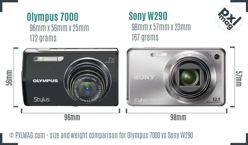 Olympus 7000 vs Sony W290 size comparison