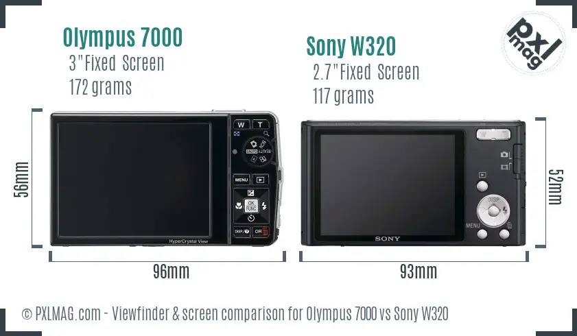 Olympus 7000 vs Sony W320 Screen and Viewfinder comparison