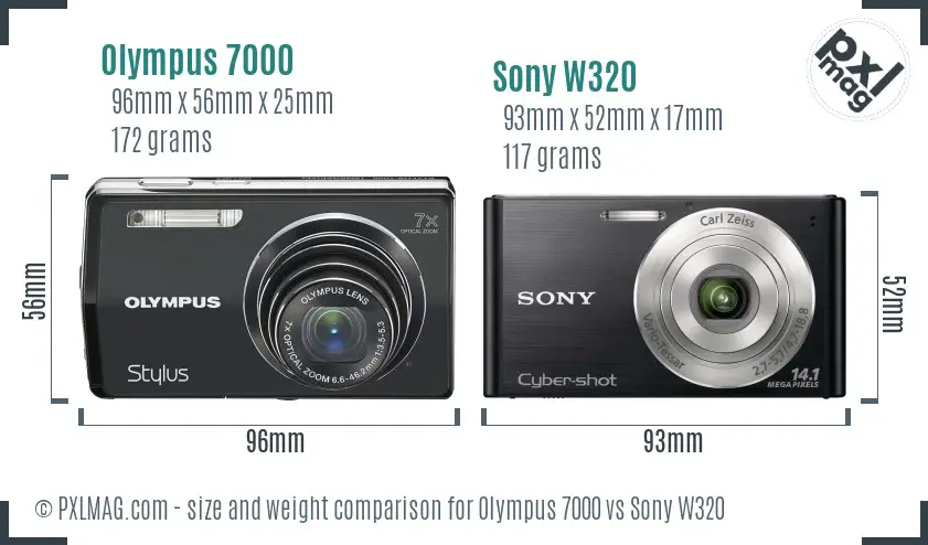 Olympus 7000 vs Sony W320 size comparison Olympus 7000 vs Sony W320 size comparison