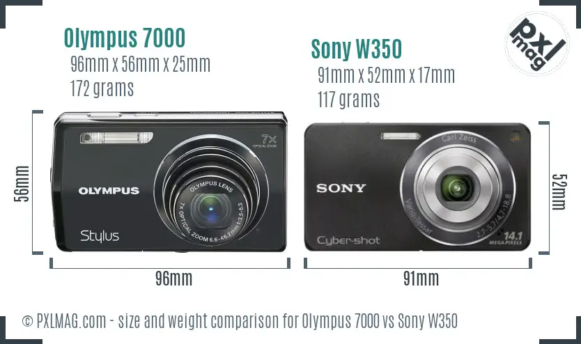 Olympus 7000 vs Sony W350 size comparison