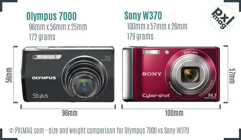 Olympus 7000 vs Sony W370 size comparison