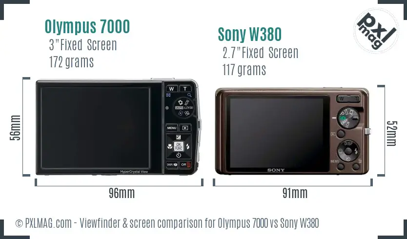 Olympus 7000 vs Sony W380 Screen and Viewfinder comparison Olympus 7000 vs Sony W380 Screen and Viewfinder comparison