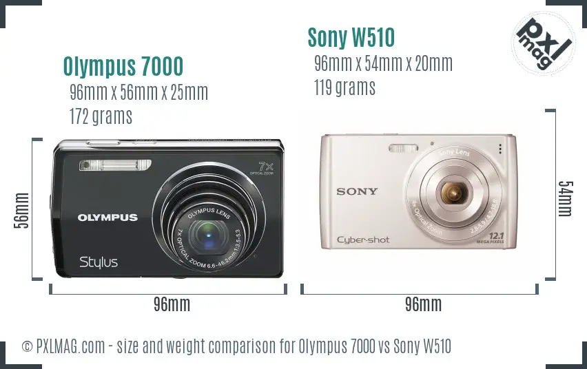 Olympus 7000 vs Sony W510 size comparison Olympus 7000 vs Sony W510 size comparison