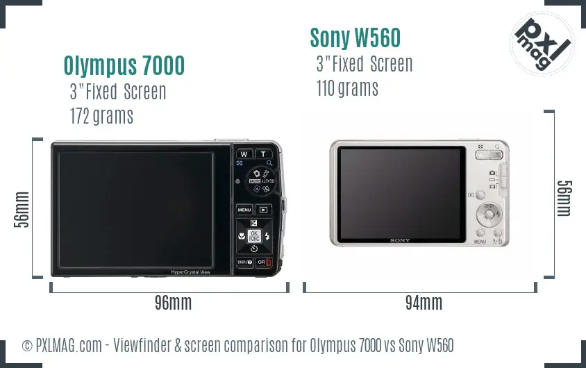 Olympus 7000 vs Sony W560 Screen and Viewfinder comparison