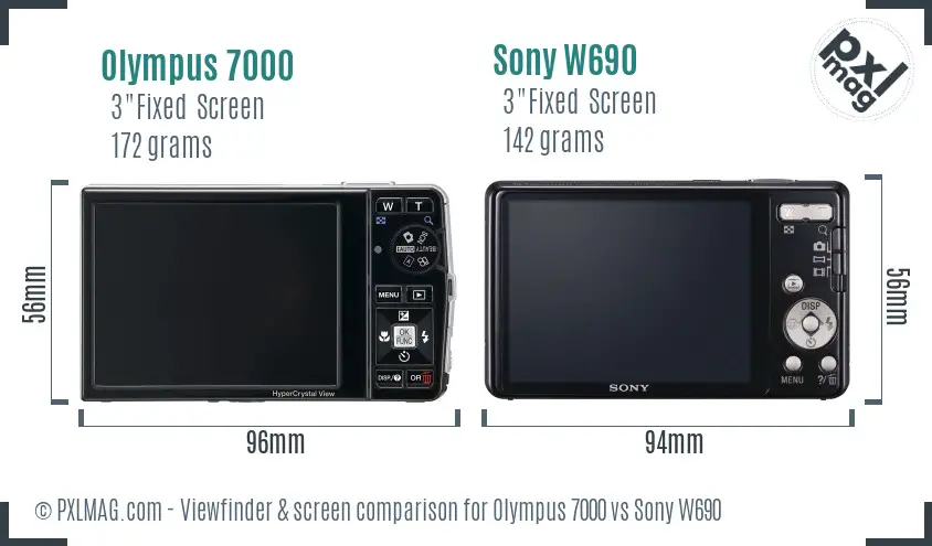 Olympus 7000 vs Sony W690 Screen and Viewfinder comparison
