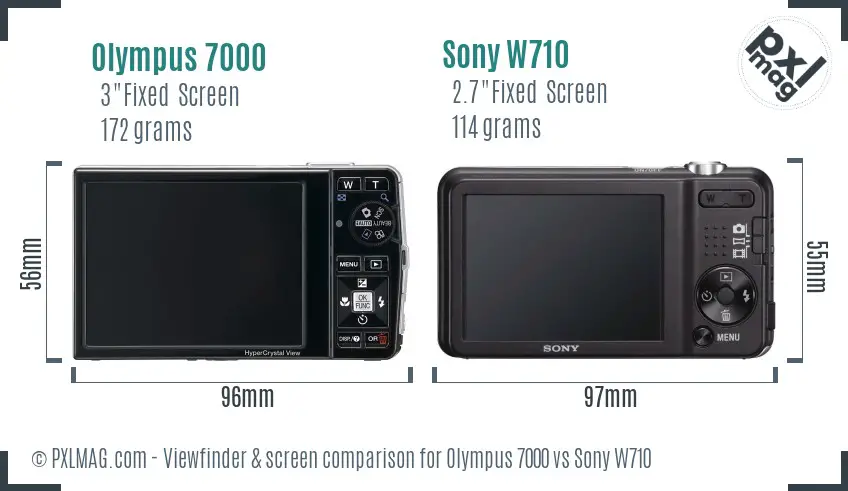 Olympus 7000 vs Sony W710 Screen and Viewfinder comparison