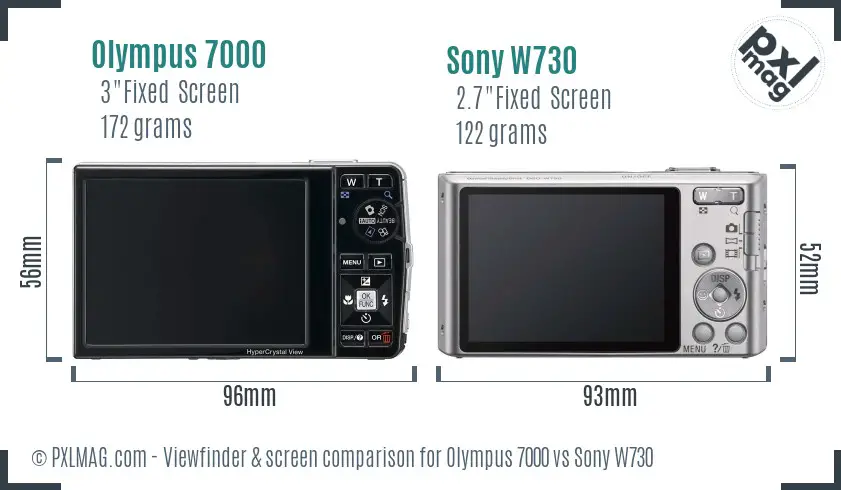 Olympus 7000 vs Sony W730 Screen and Viewfinder comparison Olympus 7000 vs Sony W730 Screen and Viewfinder comparison
