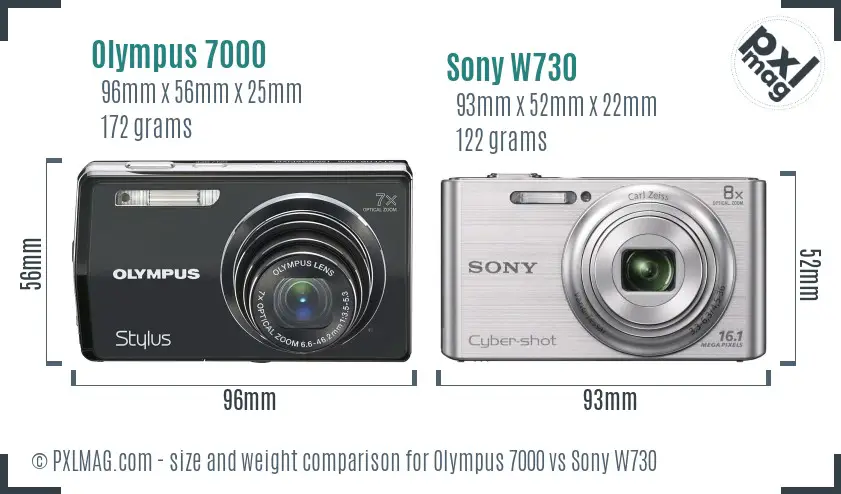 Olympus 7000 vs Sony W730 size comparison Olympus 7000 vs Sony W730 size comparison