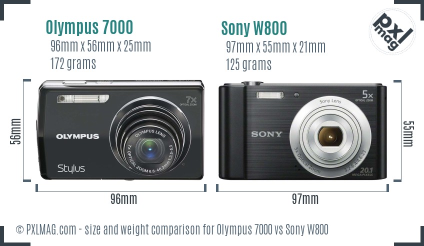 Olympus 7000 vs Sony W800 size comparison