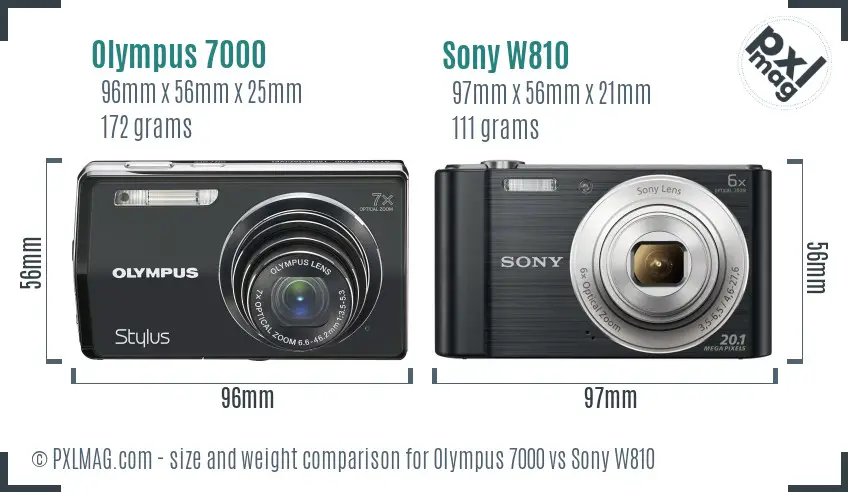 Olympus 7000 vs Sony W810 size comparison