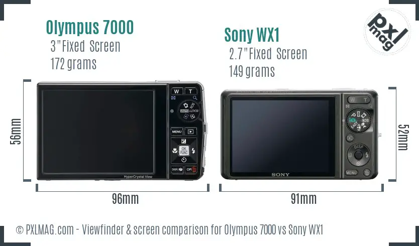 Olympus 7000 vs Sony WX1 Screen and Viewfinder comparison